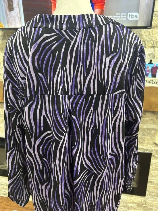 Dear Scarlett Black and Purple Zebra-Print Tunic Top new with tags size large - Picture 5 of 6